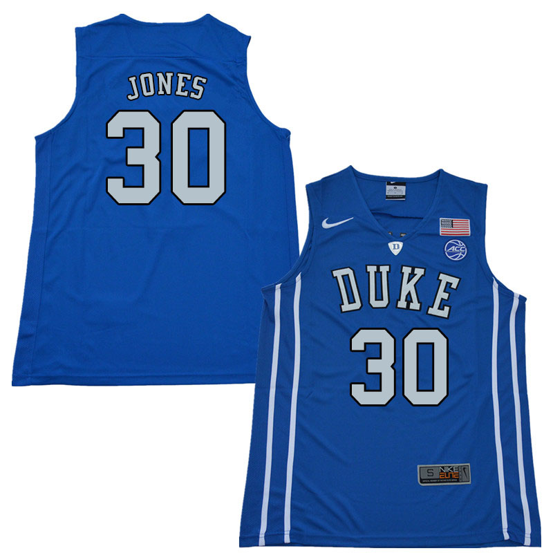 2018 Men #30 Dahntay Jones Duke Blue Devils College Basketball Jerseys Sale-Blue